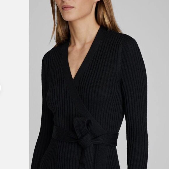 Club Monaco Black Short Wrap Sweater Dress - Picture 3 of 12